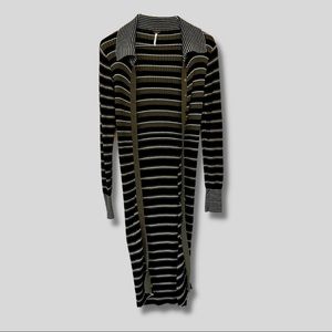 Free People Striped Longline Vista Cardigan Sweater S
